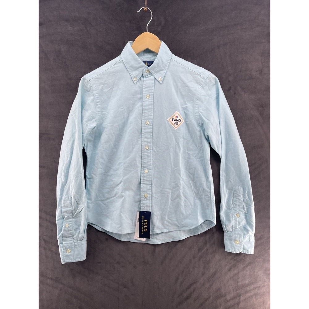 Ralph‎ Lauren Paris 2024 Olympics Shirt Youth XS Blue Classic Fit NWT Cotton